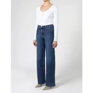 Nobody Denim Jeans Wide Leg Flare Cut Low Rise Dark Wash French Euro Cool Girl